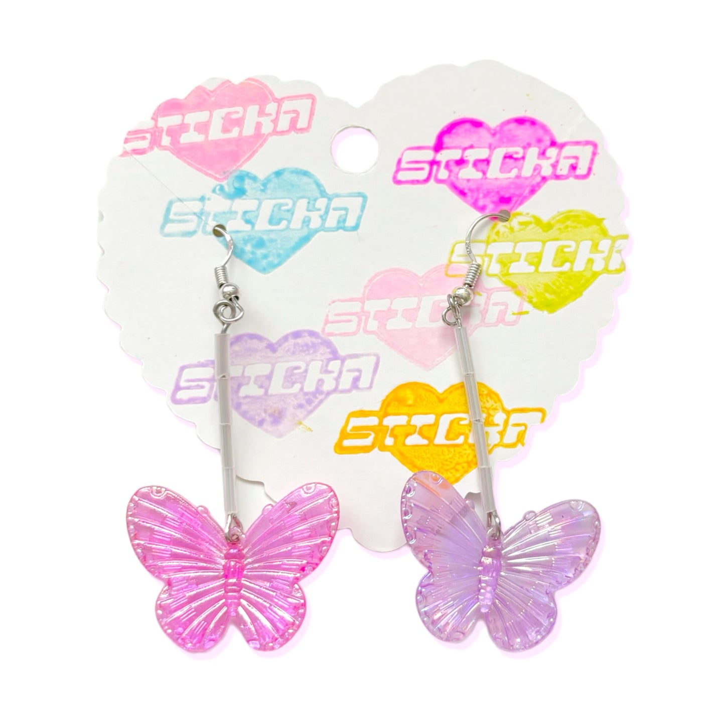 PINK AND LILAC BUTTERFLY EARRINGS